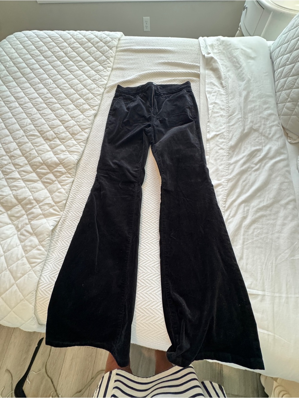 LOFT Black Velvet Flare pants